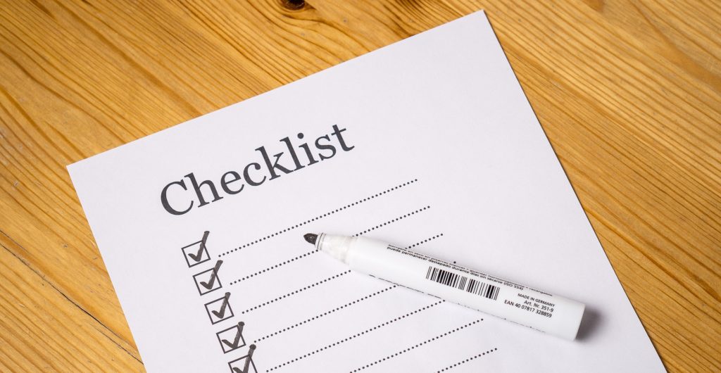 foglio della checklist